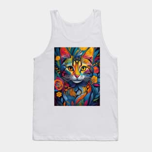 vibrant and colourful cat art design Tank Top